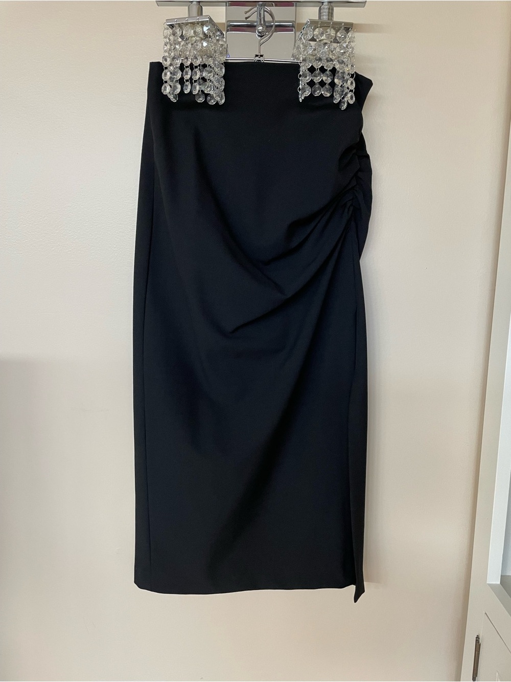 Zara Black Ruched Midi Skirt